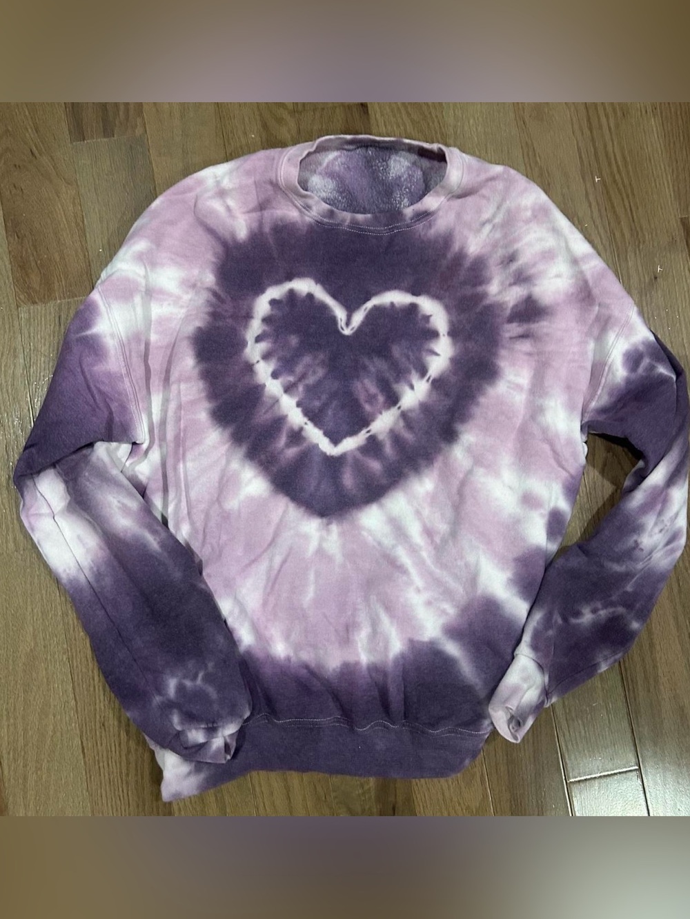 Urban Outfitters Purple & Pink Tie-Dye Heart Crewneck